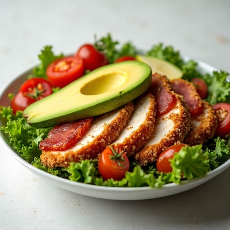Crispy Chicken BLT Salad with Creamy Avocado Dressing