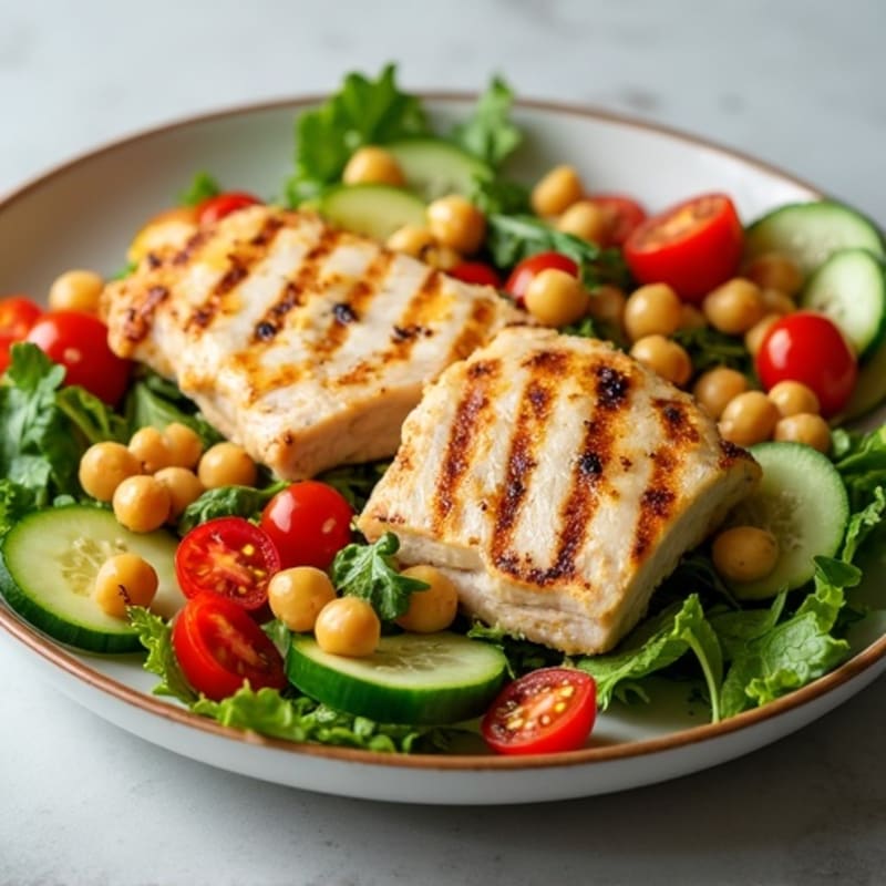 Grilled Turkey Breast Salad with Chickpeas and Lemon Vinaigrette