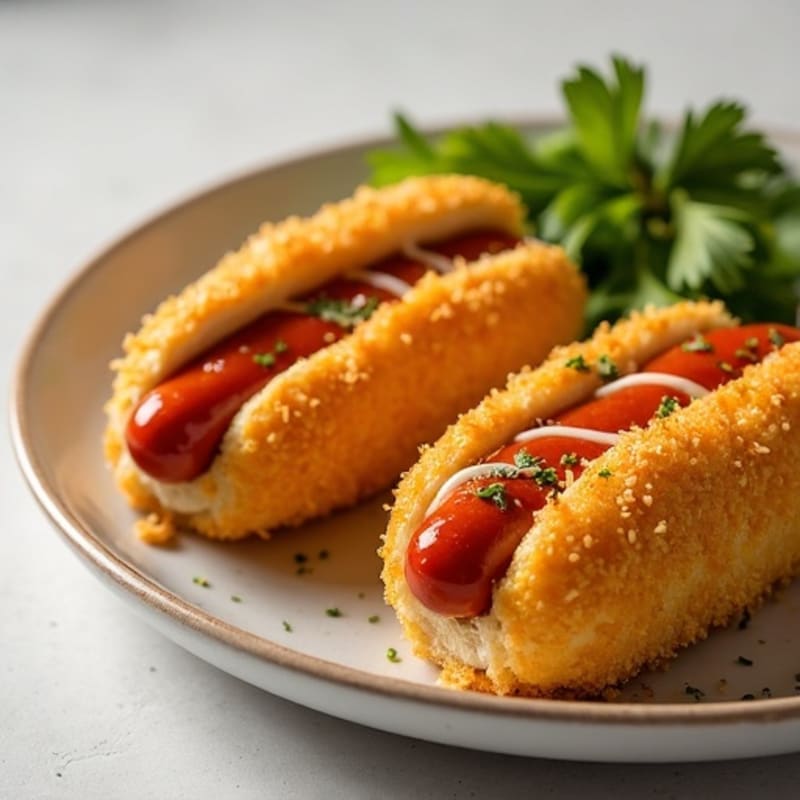 Crispy Baked Turkey Dogs in Golden Cornmeal Crust