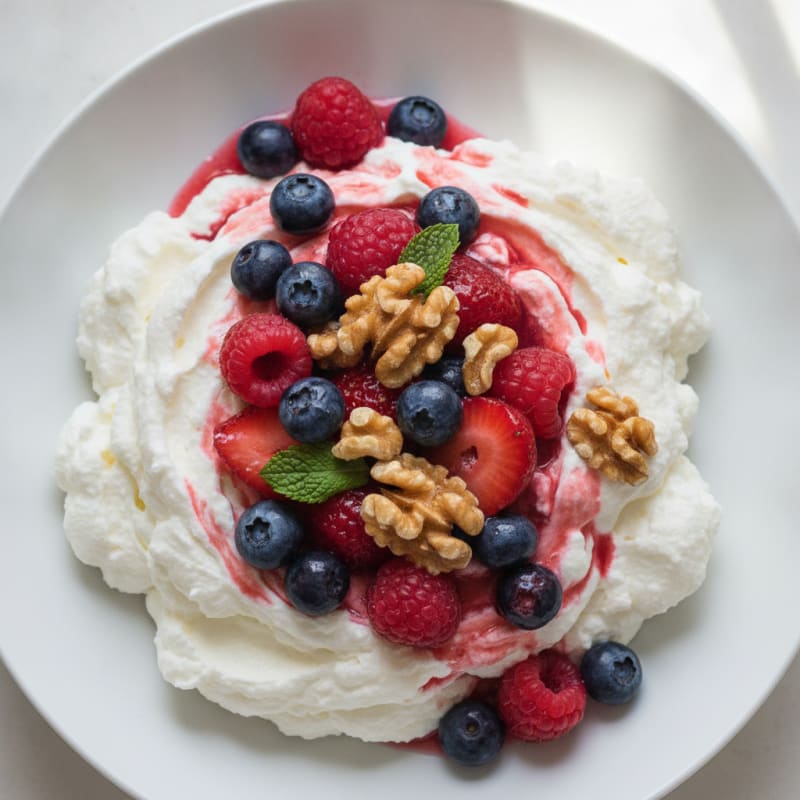 Greek Yogurt Protein Mousse with Mixed Berries