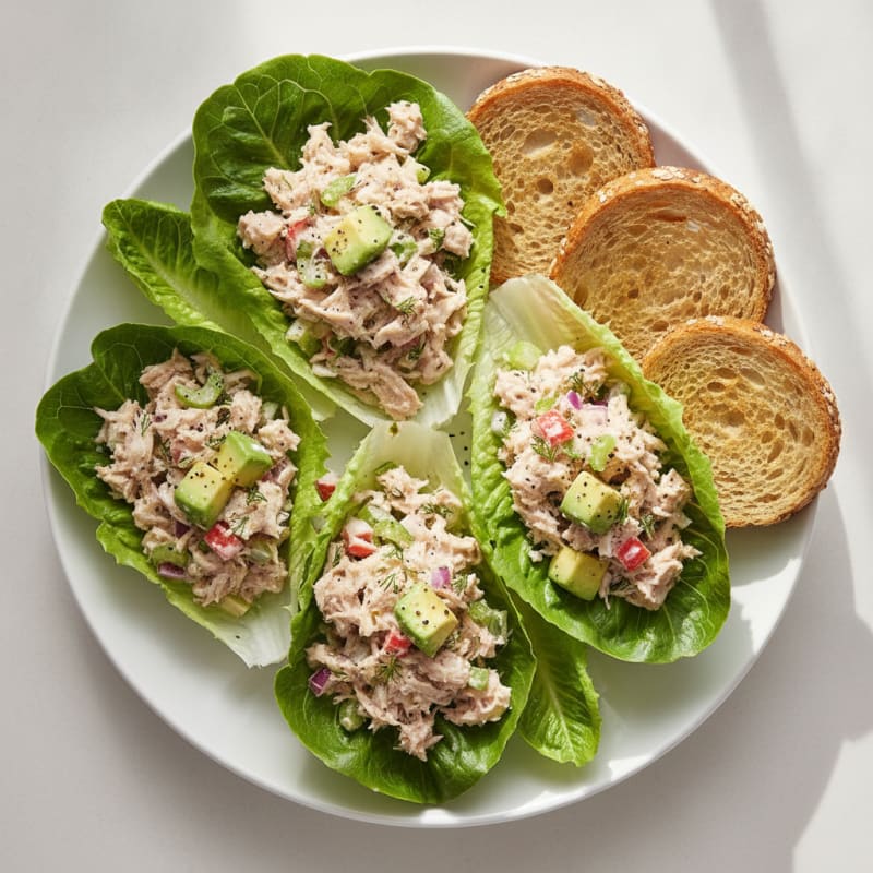 Zesty Tuna and Crab Salad Lettuce Cups