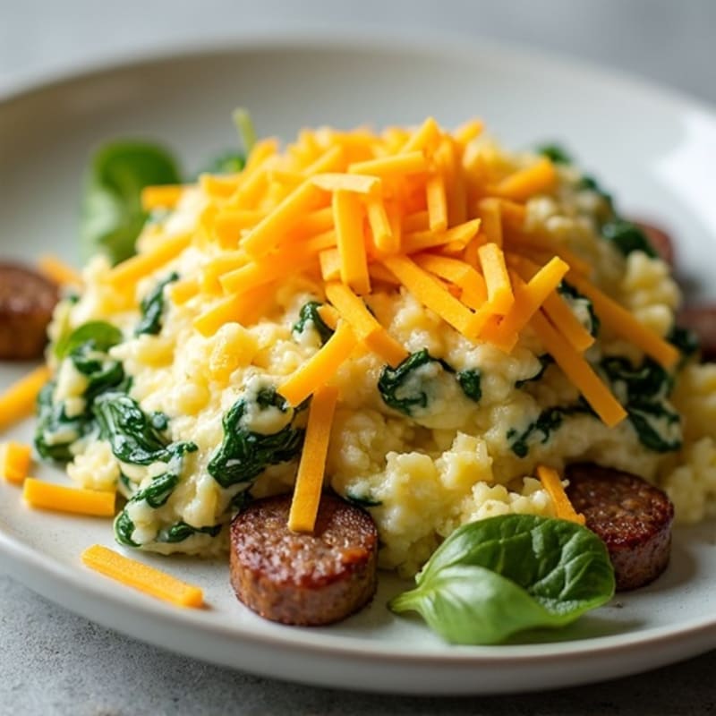Egg White and Turkey Sausage Scramble with Spinach
