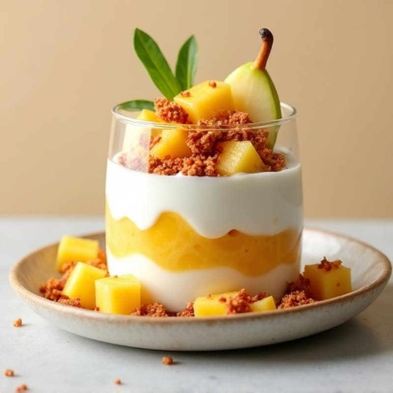 Vegan Chorizo Protein Parfait with Pineapple and Pear