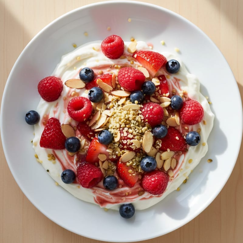 Greek Yogurt Protein Parfait with Mixed Berries