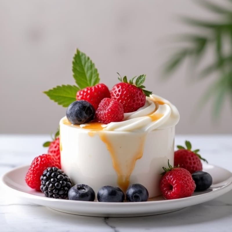 Greek Yogurt Protein Mousse with Mixed Berries