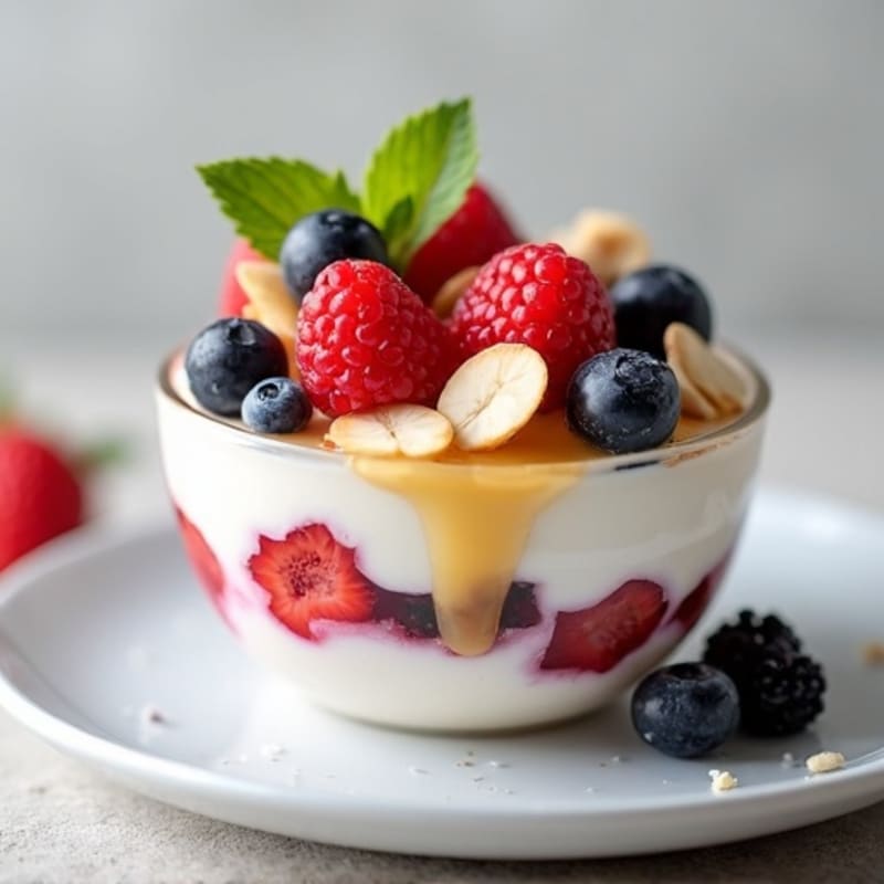 Creamy Greek Yogurt Parfait with Mixed Berries and Almonds