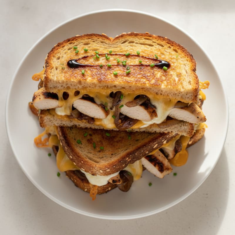 Triple-Decker Grilled Cheese with Caramelized Onions