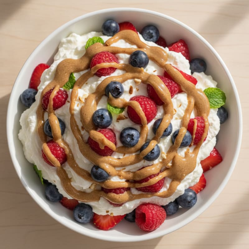 Greek Yogurt Protein Parfait with Mixed Berries and Almond Butter