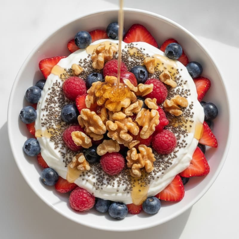 Creamy Greek Yogurt Parfait with Chia Seeds and Mixed Berries