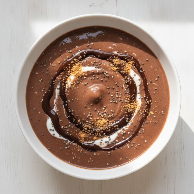 Silky Chocolate Peanut Butter Protein Smoothie with Chia Seeds