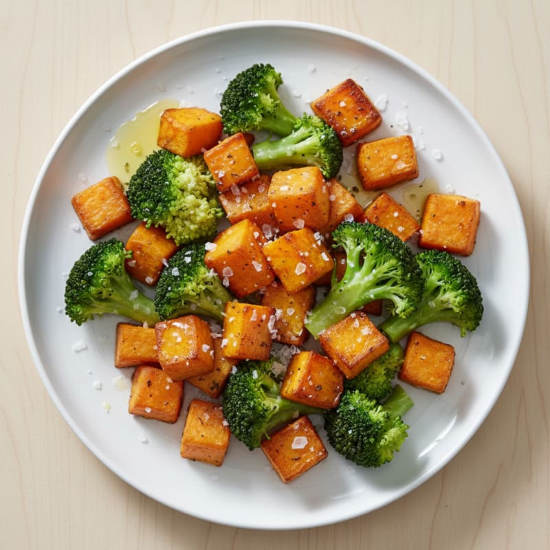 Roasted Sweet Potato with Steamed Broccoli