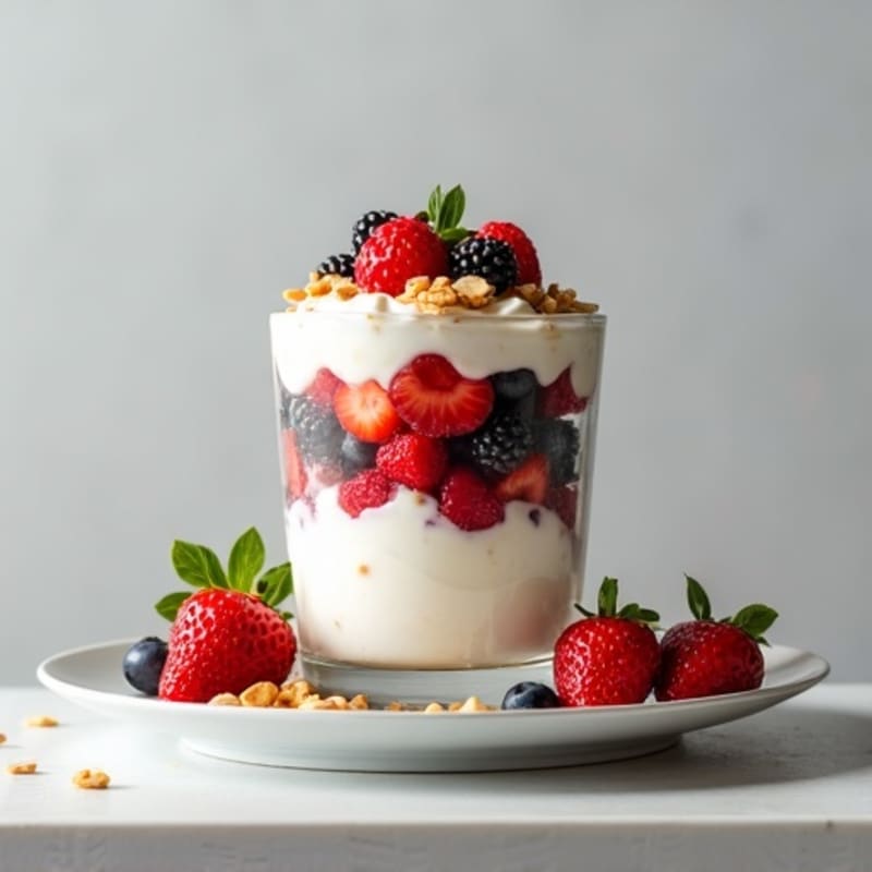 Greek Yogurt Parfait with Mixed Berries and Toasted Almonds