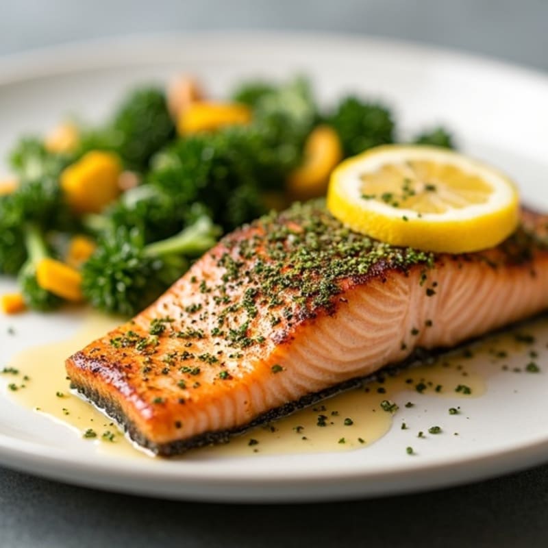 Herb-Crusted Pan Seared Salmon with Lemon