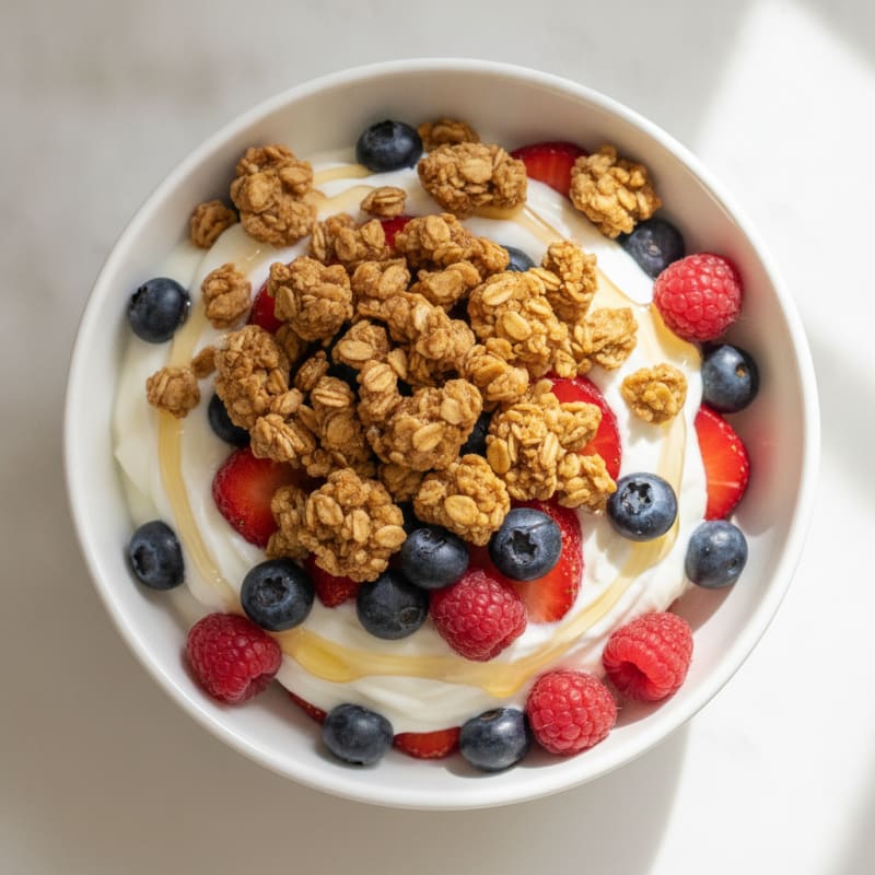 Creamy Greek Yogurt Parfait with Mixed Berries and Protein Granola