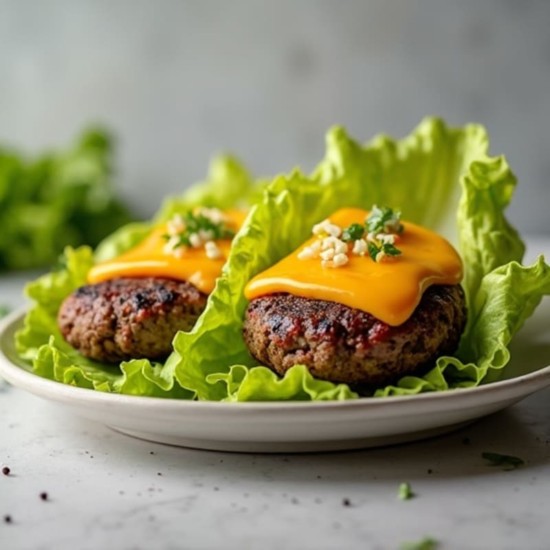 Grilled Lean Beef Burger with Melted Cheddar and Crispy Lettuce