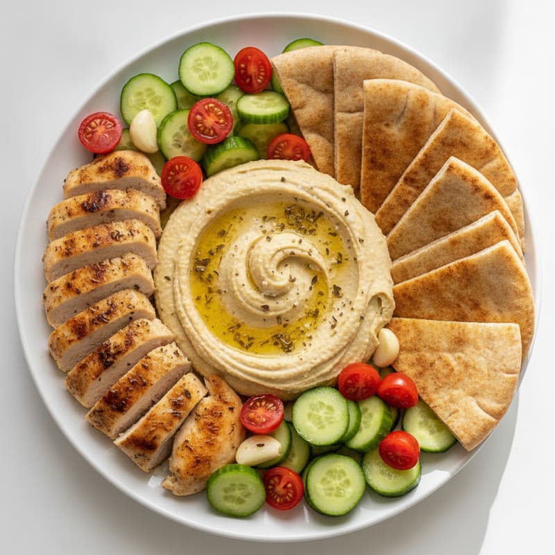 Chickpea Hummus Platter with Toasted Pita