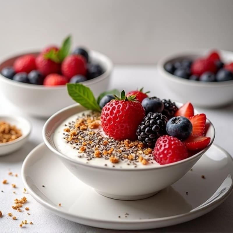 Silky Greek Yogurt Bowl with Hemp Seeds and Mixed Berries