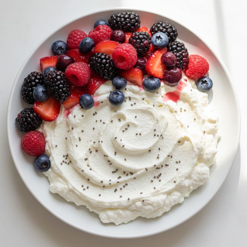 Greek Yogurt Protein Mousse with Mixed Berries