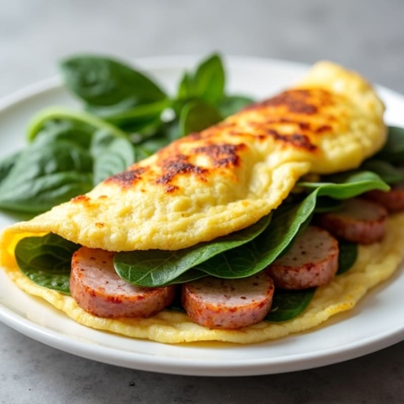 Egg White Spinach Omelet with Turkey Sausage