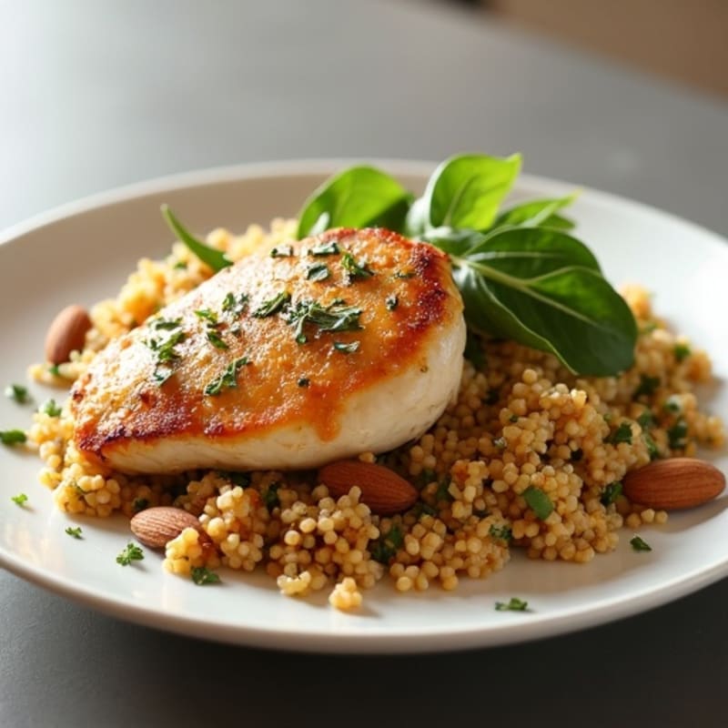 Herb-Roasted Chicken Breast with Warm Nutty Quinoa Salad