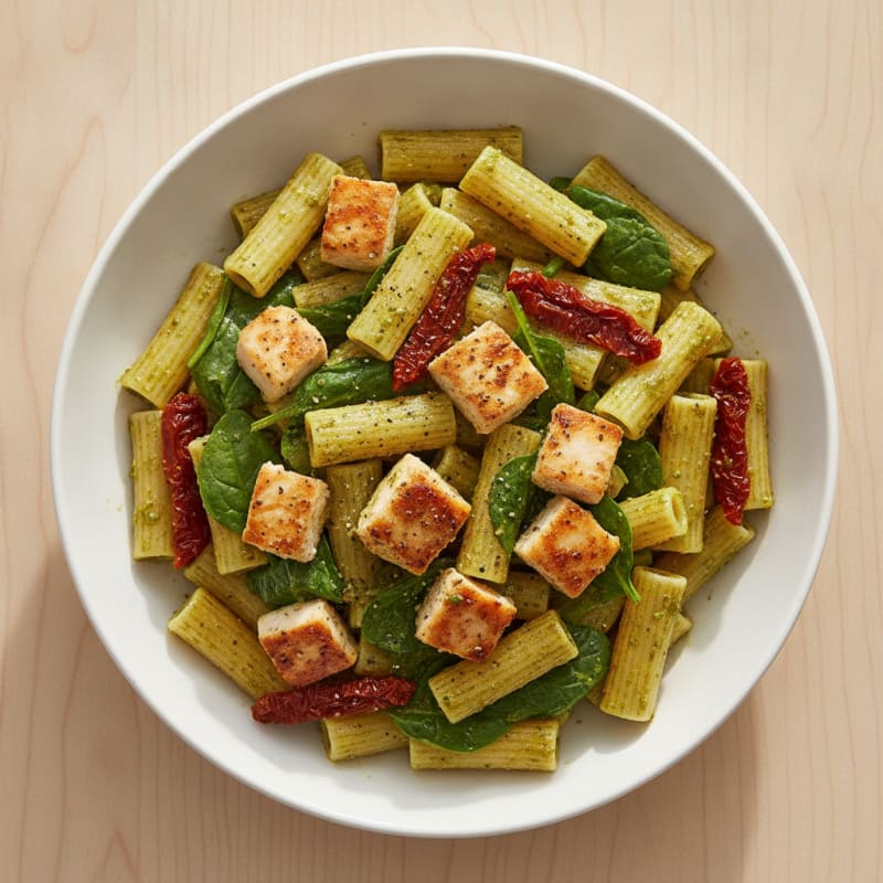 Pesto Chicken Pasta with Sun-Dried Tomatoes