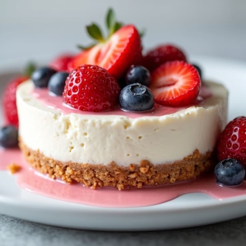 Greek Yogurt Protein Cheesecake with Fresh Berries