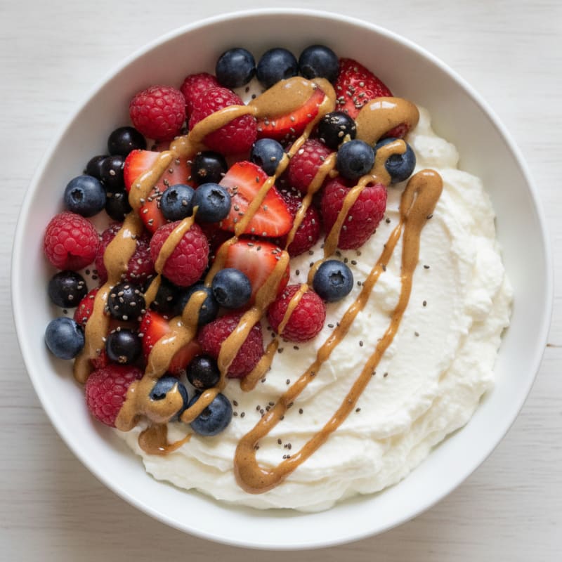 Silky Greek Yogurt Protein Pudding with Mixed Berries