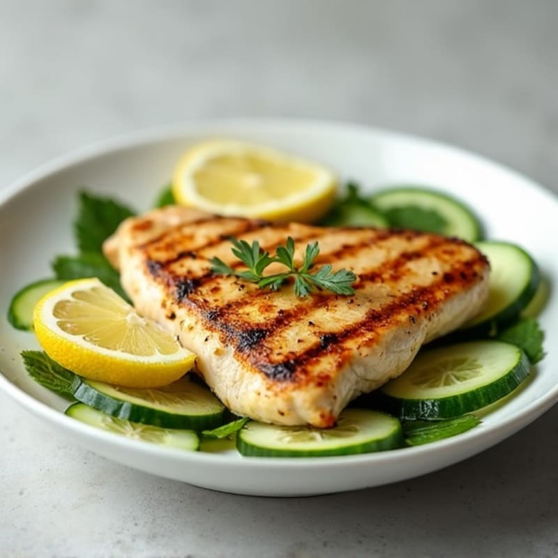 Grilled Chicken Breast with Cucumber Salad