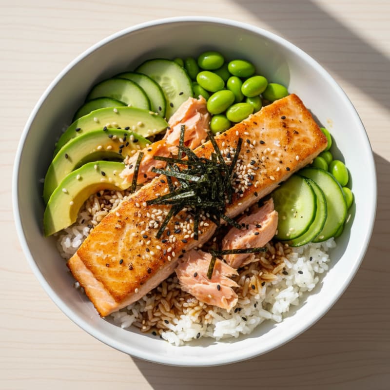 Pan-Seared Salmon Sushi Bowl