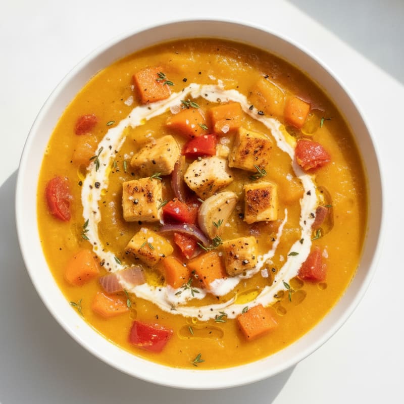 Roasted Butternut Squash and Chicken Soup