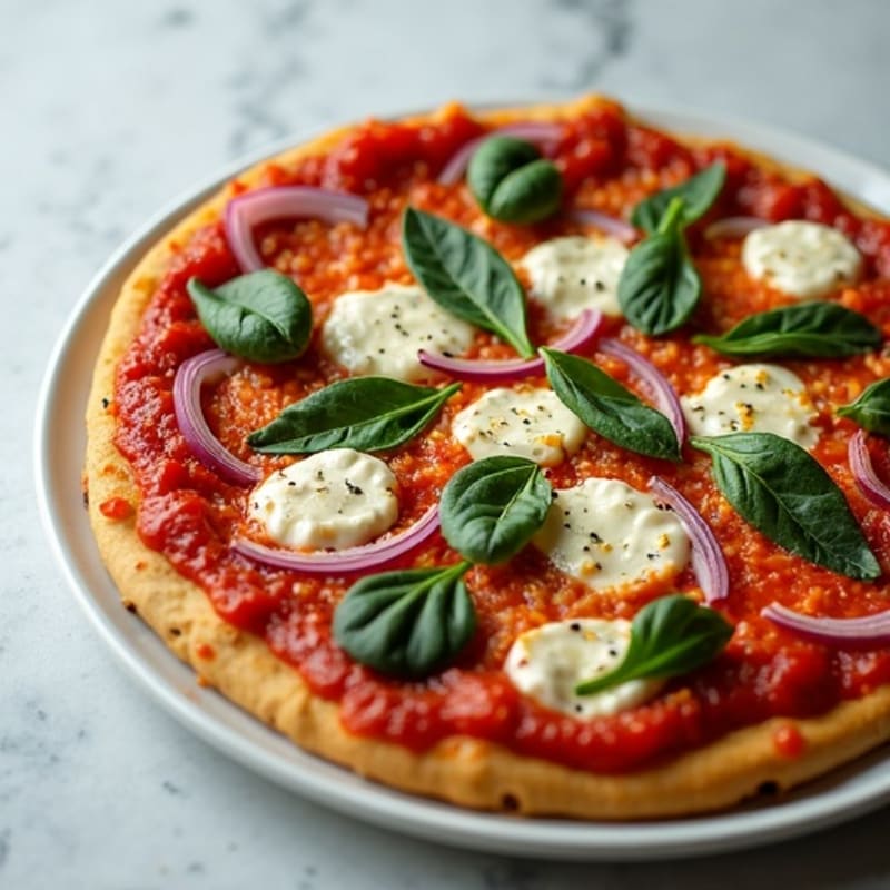 High-Protein Chickpea Flour Pizza with Greek Yogurt