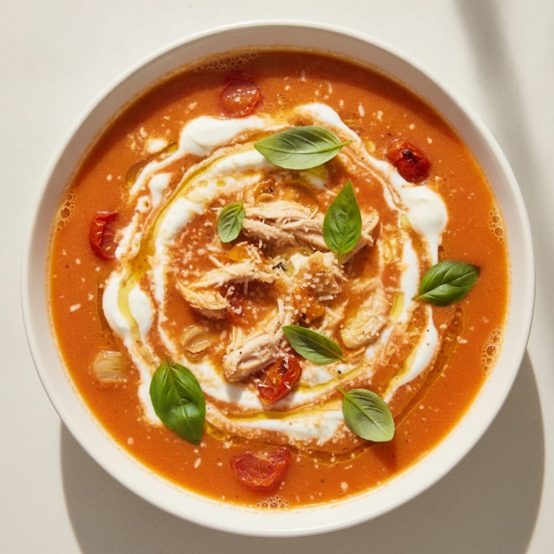 Roasted Tomato Basil Soup with Parmesan