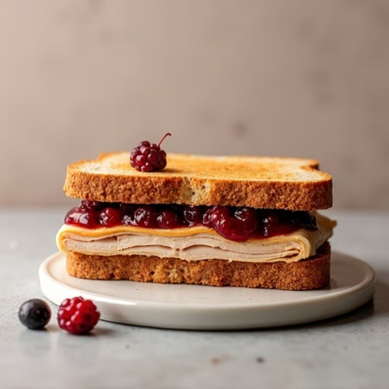 Toasted Whole Grain Sandwich with Creamy Peanut Butter and Chia Berry Jam