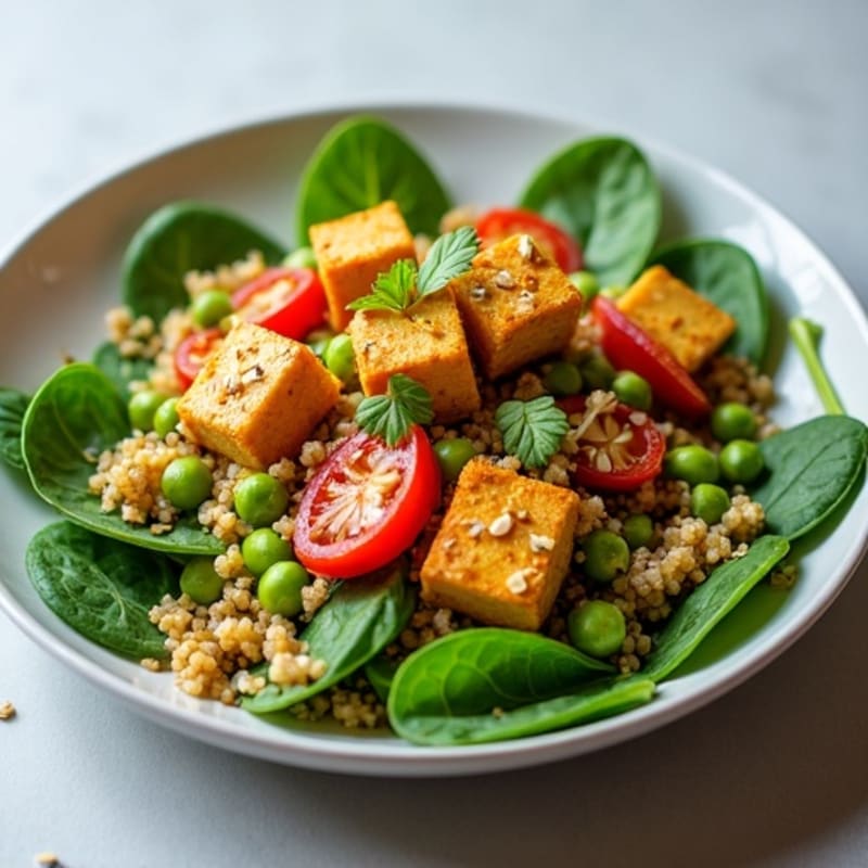 Crispy Tofu and Quinoa Power Salad with Edamame
