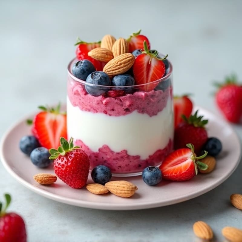 Greek Yogurt Protein Parfait with Mixed Berries and Almonds