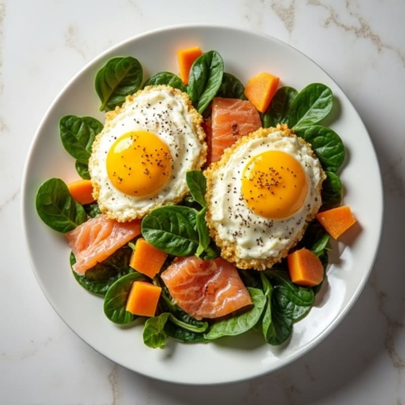 Smoked Salmon Scramble with Spinach and Cottage Cheese