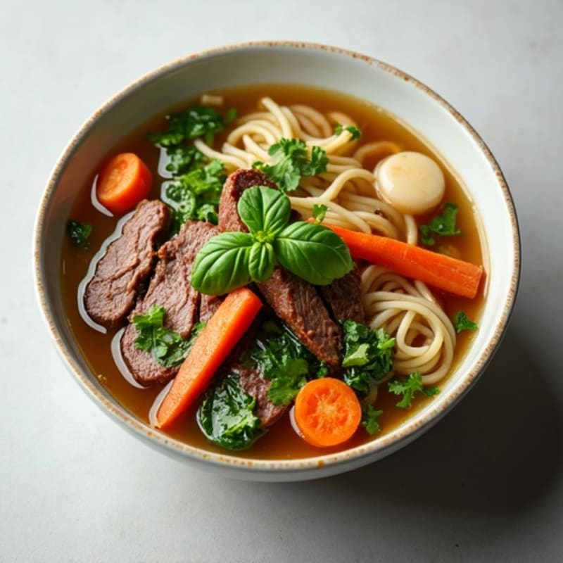 Lean Beef Noodle Soup with Fresh Herbs