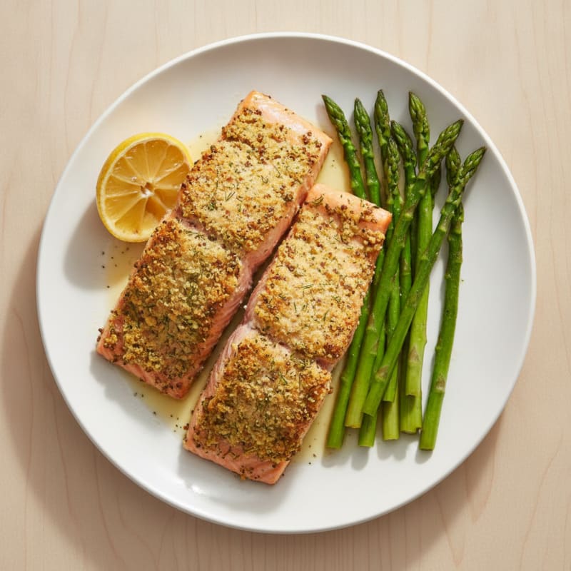 Herb-Crusted Baked Salmon with Asparagus