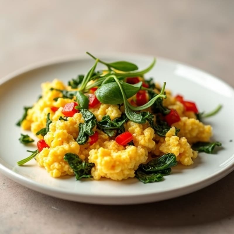 Savory Scrambled Eggs with Spinach and Bell Pepper