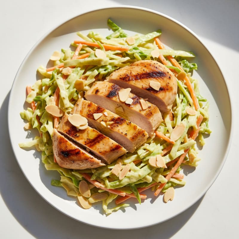 Grilled Chicken Breast with Crunchy Cabbage Slaw