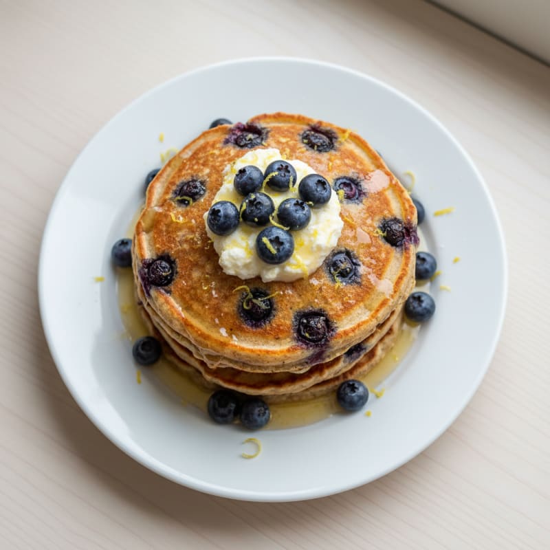 Blueberry Ricotta Pancakes with Lemon Zest