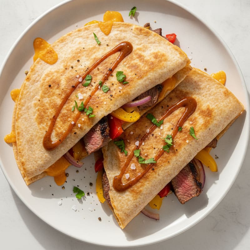 Pan-Seared Steak Quesadillas with Peppers