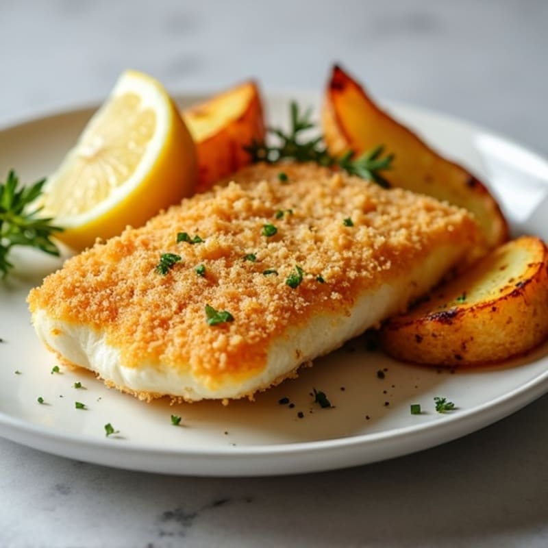 Crispy Baked Cod with Roasted Potato Wedges