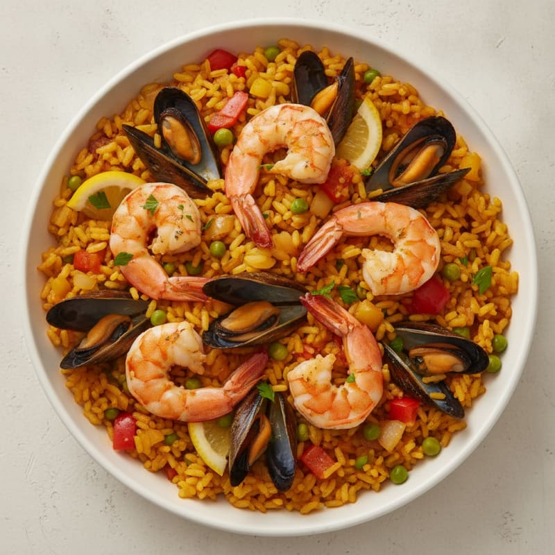 Spanish Seafood Paella with Saffron Rice