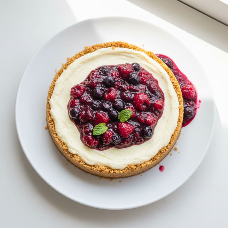 Creamy Greek Yogurt Protein Cheesecake with Berry Compote