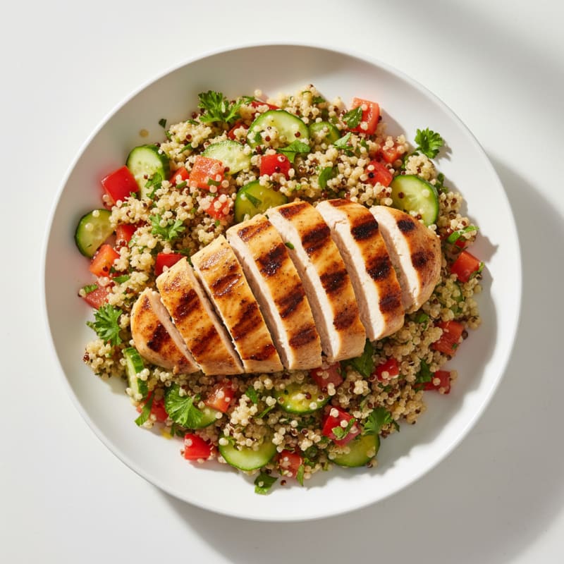Grilled Chicken and Quinoa Salad with Crunchy Veggies
