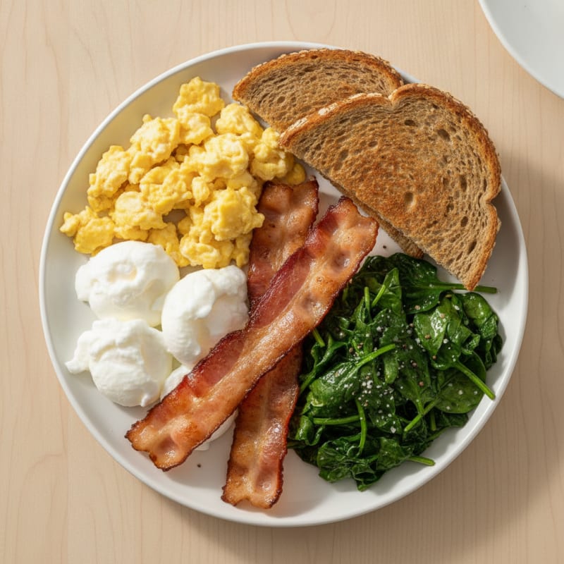 Classic Eggs with Turkey Bacon and Toast