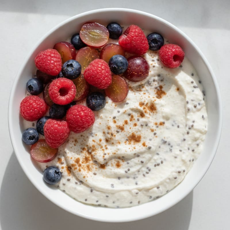 Greek Yogurt Protein Pudding with Mixed Berries