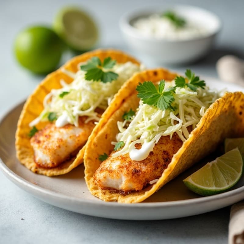 Crispy Baked White Fish Tacos with Fresh Cabbage Slaw