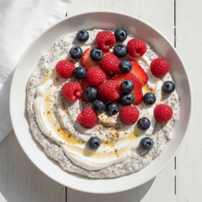 High-Protein Vanilla Berry Chia Pudding